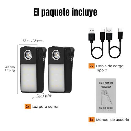 Miniatura 8 de Wigearss 2 Piezas Lámpara Para Correr, Luz Portátil Para Correr Con 3 Modos, Luces De Carrera Usb Recargables Y Resistentes Al Agua Ipx7 Para Camping, Corredores, Excursionismo, Emergencias