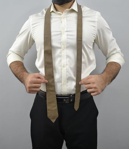 Image of Mens Lamb Leather Necktie - Skinny Solid Casual Business Wear Narrow Leather Slim Tie- Neckties for Party Wedding Gift