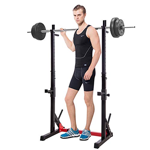 Ollieroo Multi-Function Squat Rack 480LBS Capacity Barbell Rack Adjustable Dip Stand Gym Family Fitness Weight Lifting Rack Bench Press Dip Station with Barbell Plate Rack,Height Range 46.8''-68.1''