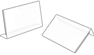 Parikshit Sublimation Acrylic blank name plate for office desk school L shape card holder with stand 8 X 2 inch paper insert holder (2 Pcs)