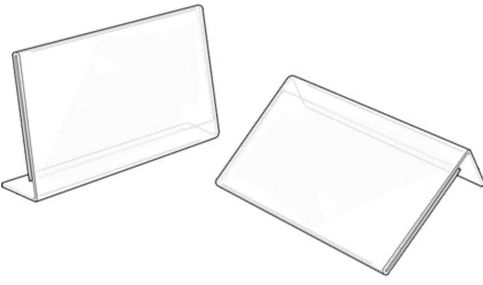 Parikshit Sublimation Acrylic blank name plate for office desk school L shape card holder with stand 8 X 2 inch paper insert holder (2 Pcs)