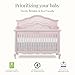évolur Aurora 5-in-1 Convertible Full-Size Baby Crib in Dusty Rose, GreenGuard Gold & JPMA, 3 Mattress Heights, Ribbon Bow Scrollwork & Queen Anne Feet, Converts to Toddler, Day & Full-Size Bed
