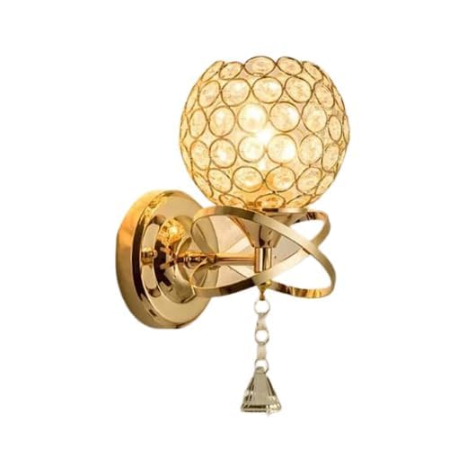 Image of Luxury LED Wall Light for Living Room & Bedroom | Crystal Spiral Design with Gold Flakes | Modern Decorative Wall Lamp for Home, Hallway & Staircase