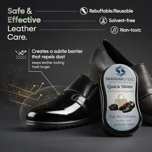 Image of SHANDAR SF Shoe Shiner Instant Leather Shoe Polish & Shoe Care Kit for All Colors - Portable Shoe Cleaner Sponge for Synthetic & Shoes, Boots, Bags