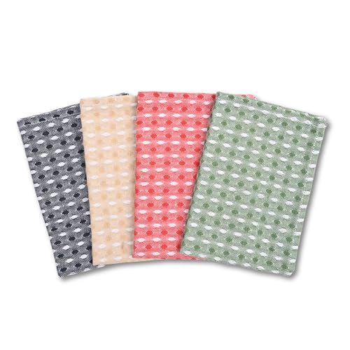 Image of HOMISTRY Cotton Kitchen Towels Pack of 4 | HOM-VIVIDTOWEL-4PK Dish Towels | Soft, Super Absorbent Tea Towels | Reusable, Machine Washable Kitchen Cleaning Cloths
