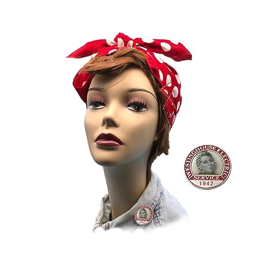 Image of Rosie the Riveter Collar Pin, Authentic Style We Can Do It! Employment Pin, Historically Accurate WW2-Style Enamel Collar Pin, Includes Gift Box