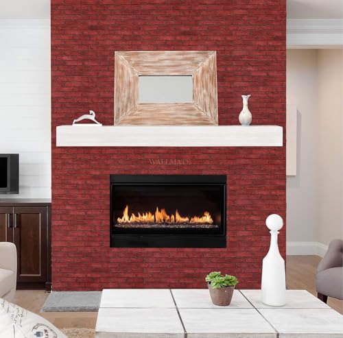 Image of WALLMATE Self Adhesive Wood Grain Wallpaper Vinyl Furniture Sticker Wood Wallpaper Kitchen Wallpaper Wooden Door Desktop Wallpapers (Red Bricks, 12x50 Inch)