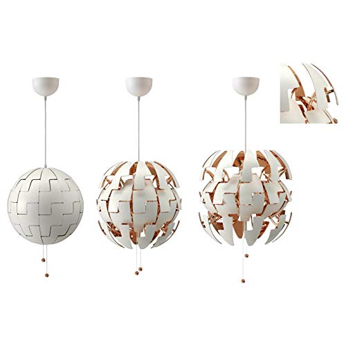 Image of Ikea 13 Watts Pendant Lamp, Copper Color, White, Round (Corded Electric)
