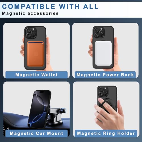 Image of CEDO Magnetic Cover for iPhone 16 Pro | Compatible with MagSafe Wireless Charging | Matte Black Case Designed with Magnetic Lock Shockproof Edge Protection Backcover (Translucent Black)