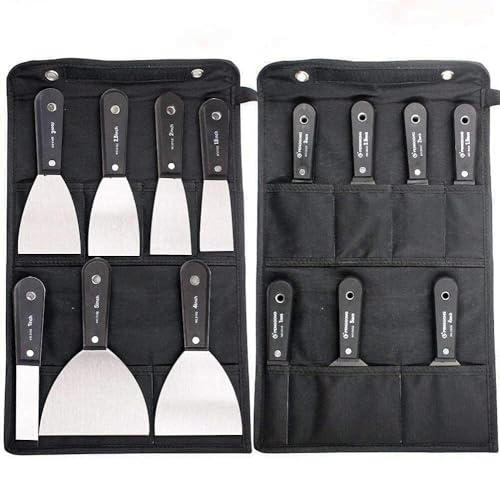 7PCS Filler Knife Set,Stainless Steel Wallpaper Scraper Tools,Paint Plastering Scraper Putty Knife with Storage Bag,Wall Filling Knives Metal Scrapers for Wallpaper Drywall Finishing Plaster Scraping
