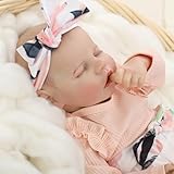 Realistic Reborn Baby Dolls 18 inch Full Body Vinyl Lifelike Newborn Bebe Doll Girl Real Life Like Realistas Muñecas para Niñas Sleeping with Birth Certificate & Feeding Toy Kit Gifts for Kids Age 3+