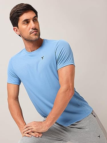Image of TECHNOSPORT Men's Slim Fit Polyester Activewear Sports T-Shirt with Moisture-Wicking Comfort for Workout, Running & Gym