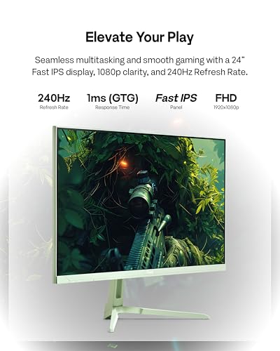 Image of Pixio Two PX249 Wave Mint Green 24 inch 240Hz Refresh Rate FHD 1080p Resolution IPS Panel 4ms GTG Response Time Gaming Monitor and PS1D Wave Mint Green Dual Monitor Arm