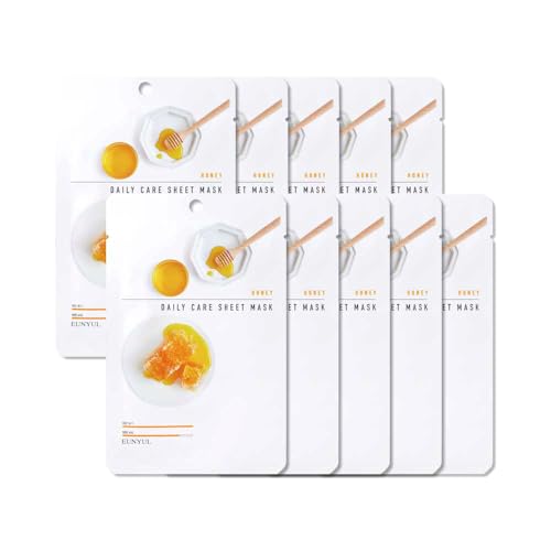 [10 Stücke] EUNYUL Daily Care Gesichtsmasken-Packung Honig 22 ml x 10 Stück Koreanische Hautpflege Hypoallergenes Tencel-Blatt & natürliche Inhaltsstoffe