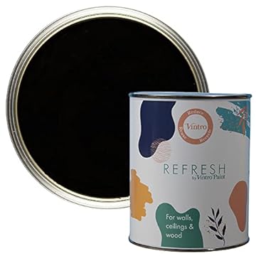 Vintro Paint Refresh Black Matt Finish for Furniture, Walls, or Wood, Interior Use -1 Litre (Black)
