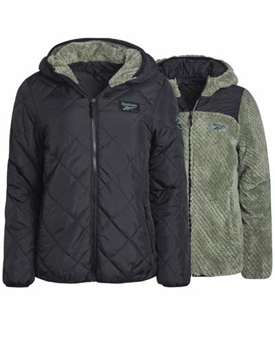 Reebok Women's Puffer Jacket - Quilted Puffer Reversible to Faux Fleece Jacket - Insulated Winter Jackets for Women (S-XL)2
