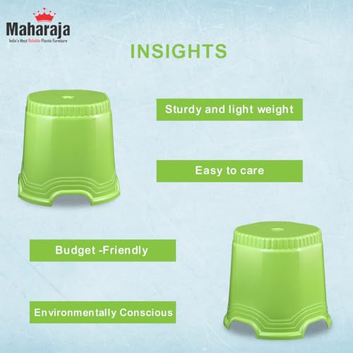 Image of MAHARAJA Neo Plastic Sitting Stool for Indoor Or Outdoor | Kitchen & Living Room (Green, Pack of 4 (14 inch))