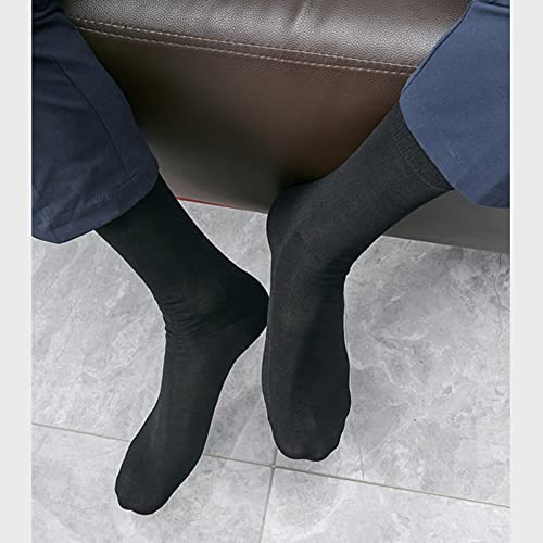 Men's Mercerized Cotton Dress Socks Business Casual Solid/Patterned Crew Sock Lightweight Soft Comfort, 4 Pairs4