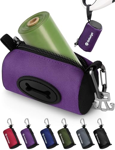 Gobeigo Soporte para bolsas de excremento de perro para correa, gran apertura para sacarlo fácilmente, dispensador de bolsas para caca de perro con transportador de bolsas de basura usado, adecuado
