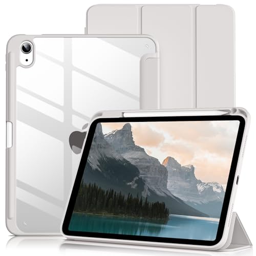 Lsmmpoba Case for iPad (A16) 11th Generation 11 Inch 2025 iPad 10th Generation 10.9 Inch 2022 with Pencil Holder Clear Transparent Back Shell Shockproof Cover Gray