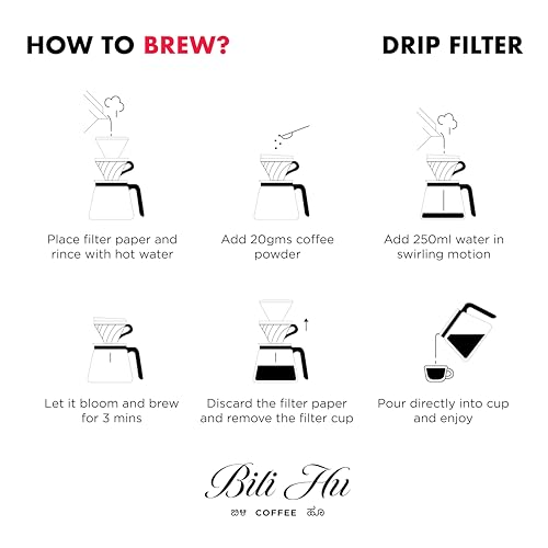 Image of Bili Hu Coffee, Pour Over Coffee Powder Kalledevarapura Estate, Arabica Blend, Medium Roast, (Pack of 1, 250 gms)