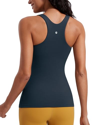 Image of CRZ YOGA Butterluxe High Crew Neck Tank Top | Light Support, Built in Bra, Removable Pads, Yoga, Extremely Soft, Racerback, for Women