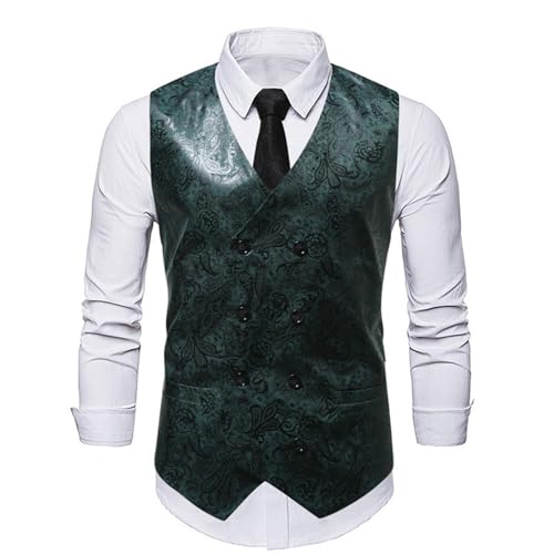 Chaleco para hombre de traje ajustado con elegante patrón negro 2