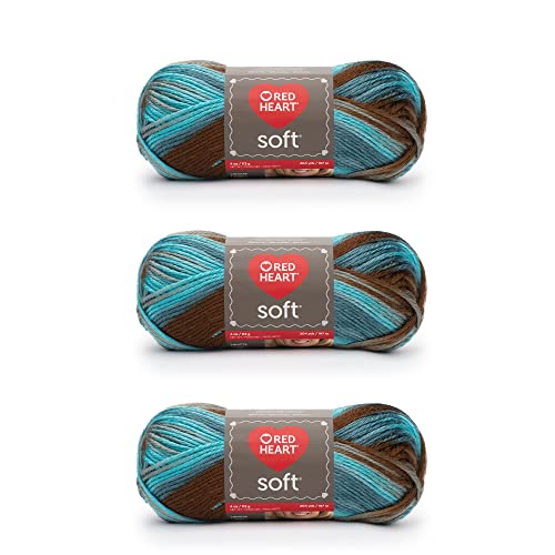 Image of Red Heart Soft Waterscape Yarn - 3 Pack of 113g /4oz - Acrylic - 4 Medium (Worsted) - 256 Yards - Knitting /Crochet