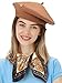 Jamntower 3 Pcs Beret Hats for Women French Wool Beret with Silk Scarf Brooch Paris Fashion Outfit for Girls(Camel)