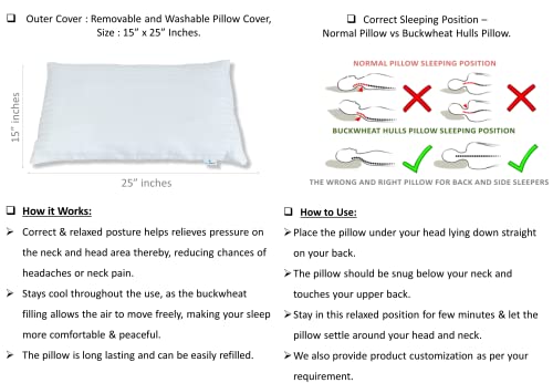 Image of Buckwheat Hulls Pillow |Pillow for Neck Pain | Shoulder Pain | Back Pain | Other Sleeping Problem (True White)