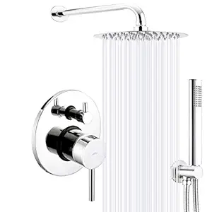 ALTON LEO13060 Brass High Flow Diverter Full Set With 8-INCH Overhead Shower, Brass Hand Shower, and Shower Union (Chrome)