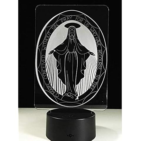 3D Illusion Blessed Virgin Mary Night Light Lamp,7 Colors Gradual Chanding Touch Switch USB Table Desk Lamp Thanksgiving Gift or Room Decorations Cover