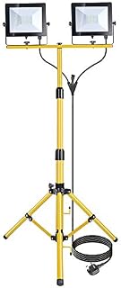 100W LED Tripod Work Light, Site Light with 1.5m Telescopic Tripod Stand, 8000 Lumen, 220V-240V, IP65 with 5m Cord, Switch for Workshop, Garage, Basement