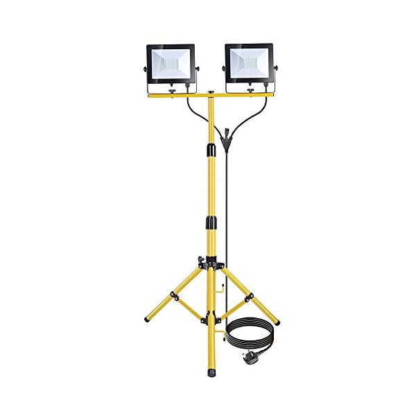 100W LED Baustrahler mit Stativ, 8000 Lumen LED Strahler Baustellenleuchte mit 1,5m Teleskopstativ und 5m Kabel, 5000K…