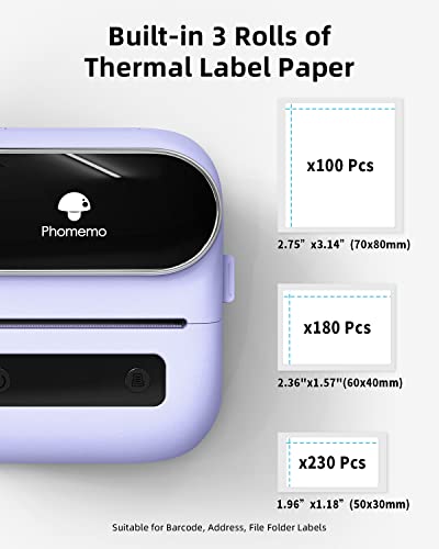 Phomemo M220 Stampante Per Etichette Bluetooth Per Codici A Barre, Indirizzo, Casa, Spedizione, Piccole Imprese, Abbigliamento, Etichettatrice Portatile Pl Con 3 Rotoli Di Etichette - 3