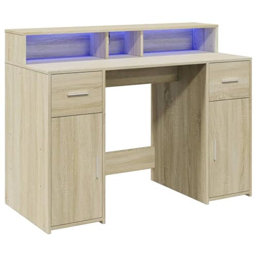 Table secrétaire ergonomique chêne Sonoma pour le télétravail confortable - 6