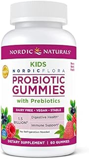 Nordic Naturals Kids Nordic Flora Probiotic Gummies, Merry Berry Punch - 60 Gummies - 1.5 Billion CFU & Prebiotic Fiber - Non-GMO, Vegan - 30 Servings