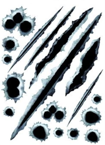 Image of 3D Bullet Hole and Scratch Car Stickers, Simulation Stereoscopic Fake Gun Bullet Holes Stickers, Automotive Tattoo Decorations, Waterproof Car Decals, Automotive Decals (Bullet Hole and Scratch)
