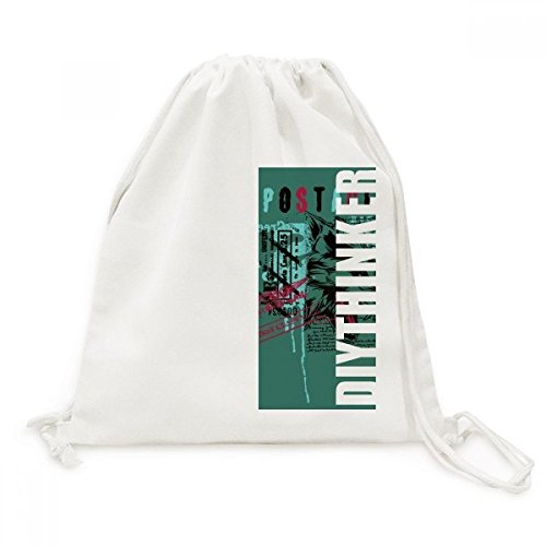 Sac &agrave; dos cordon voyage motif loup graffiti id&eacute;al pour une journ&eacute;e shopping en ville