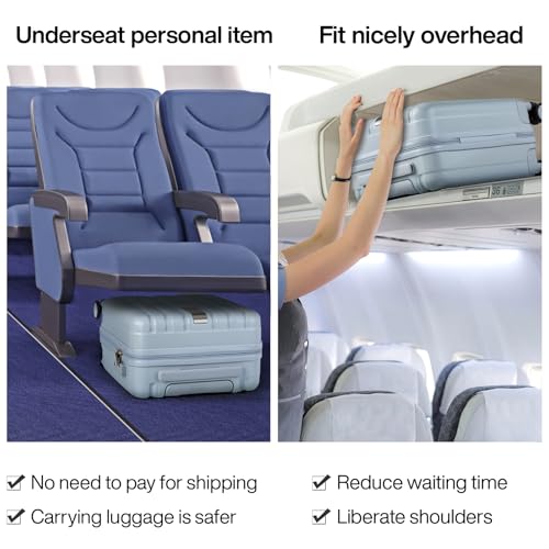 Hanke 16 inch Underseat Carry on Suitcases with Wheels,Lightweight Hard Shell Carry on Luggage with Wheels for Weekender,Travel Approved Small Suitcase,Travel Luggage for Womem Men,Gray.2