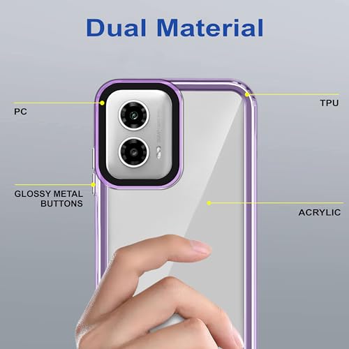 Image of amazon basics Back Case Cover for Motorola Moto G45 5G | Compatible for Motorola Moto G45 5G Back Cover | Case Cover with Camera Protection | (TPU + PC | Translucent Purple)