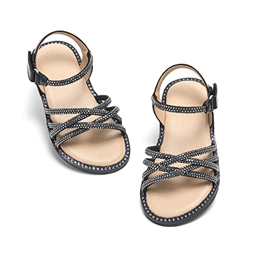 Image of Felix & Flora Toddler Girl Sandals -Flower Girl Dress Shoes Open Toe Little Kid Flats