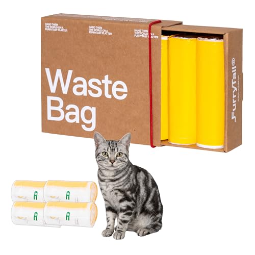 Image of Furrytail Cat Litter Box Liners Drawstring Waste Bags, Thickened Tear-Resistant Receptacle Bags for Automatic Litter Box,Heavy Duty Trash Bags, 80 Count