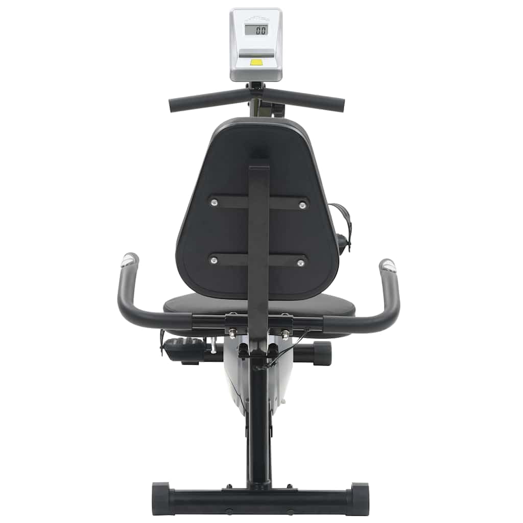Magnetyczny rower treningowy z pomiarem tętna, wyświetlaczem LCD i uchwytem na tablet, regulowane wyściełane siedzisko, antypoślizgowe pedały z paskami, cichy opór
