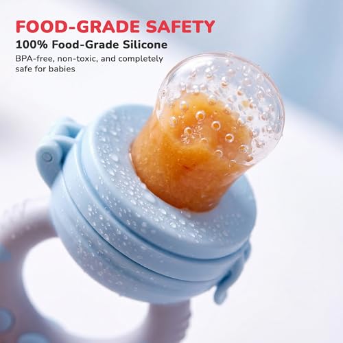Image of Baybee Silicone Fruit Nibbler & Baby Food Feeder | Baby Teether & Pacifier for 3+ Months Toddlers | Babies Fruit & Food Veggie Teether for Infants | Hygenic & BPA Free Extra Soft Organic (Blue)