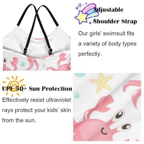 Image of Girls one Piece Swimsuit Summer UPF 50+ Quick Dry Beach Bathing Suit with Straps Swimwear 3-10 Years