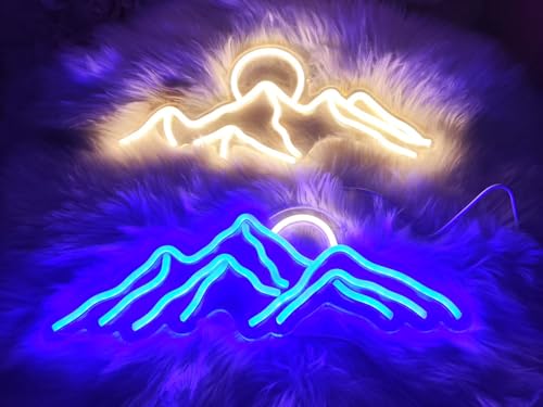 Image of LED Decorative Lights USB Mountains Sunrise Sunset Led Neon Signs Home Decoration Wall Art Holiday Gift Brightness Adjustable 16.5''x11.8''