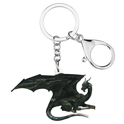 WEVENI Acrylic Alloy Dragon Keychains for Women Girls Teen Car Bag Purse Charms (Black)