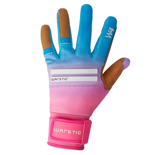 WARSTIC Workman4 Batting Gloves – Premium Leather Palm, Breathable Fit, Durable Baseball/Softball Hitting Gloves for Men & Women (Solar Storm, Small)