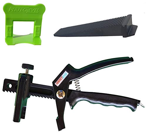 PERFECT LEVEL PRO – Kit de Nivellement Carrelage 3mm (300 Clips + 100 Coins (cales) + 1 Pince Polyamide) | Croisillon Autonivelant Professionnel | Pose Parfaite pour Sol et Mur